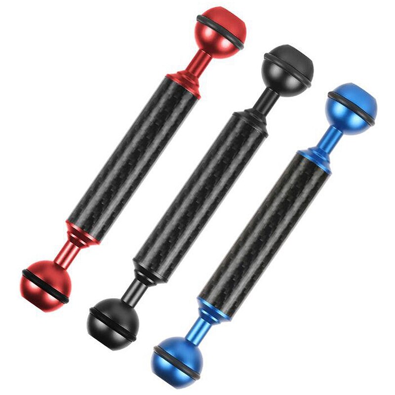 3Pcs Double Ball Head 6 Inch Long D20Mm Carbon Fiber Buoyancy Light Arm Diving Photography Extended Fill Light Ball Head Arm