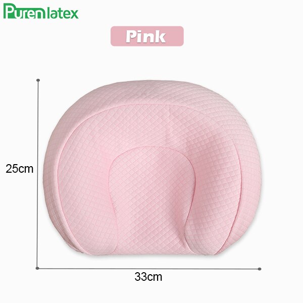 PurenLatex Natural Latex Baby Nursing Pillow Multi-Function Shaping 0-3 Year old Newborn Infant Prevent Flat Head Orthopedic: Pink