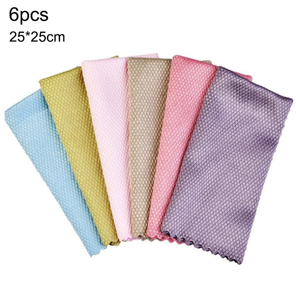 Washing Dish Cloth Kitchen Accessories Microfiber Fish Scale Rag Housework Equipment Cleaning Towel Scale Cloth: Multicolor 6PCS A2
