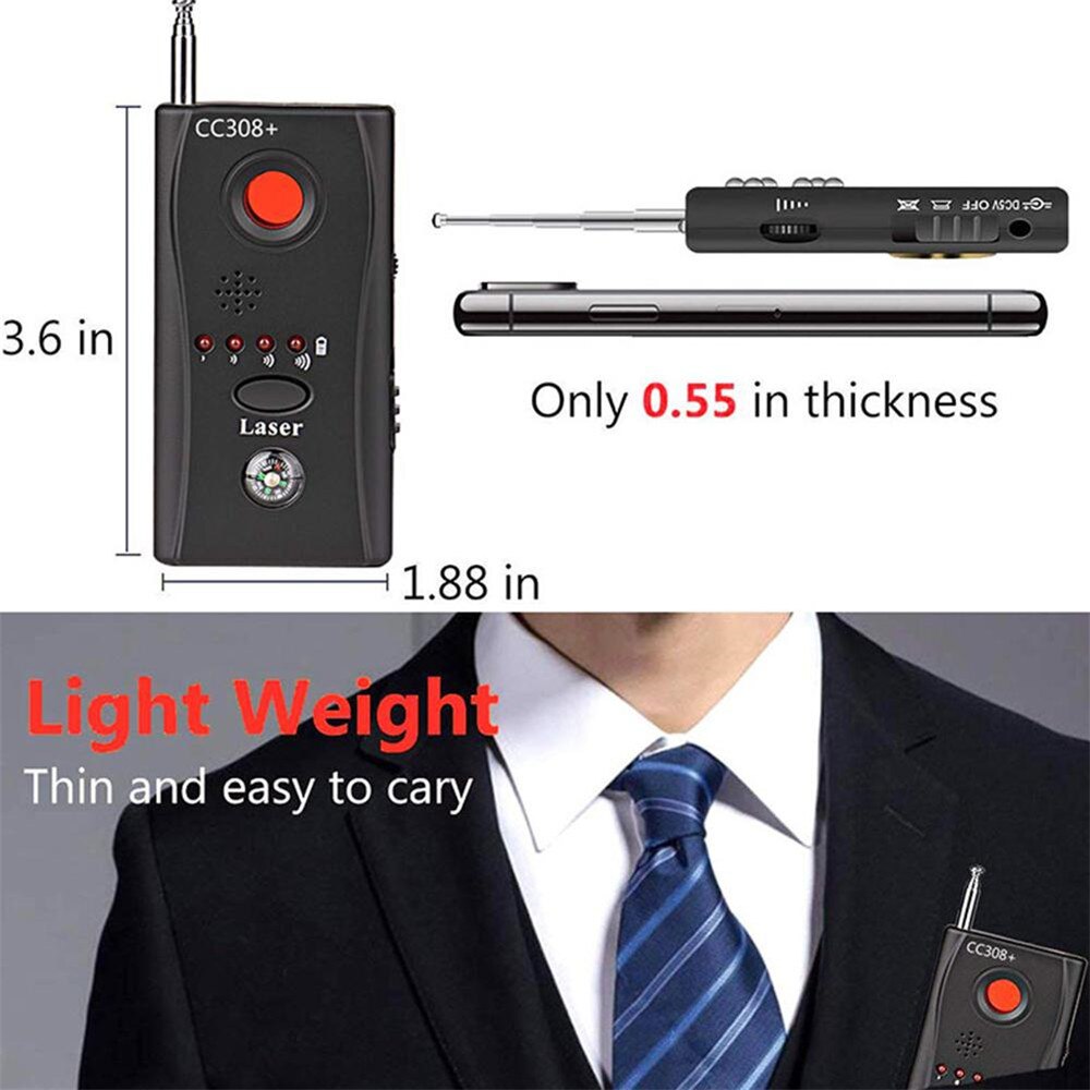 Wireless camera signal detector, multi-function CC308 + radio wave signal camera detector full range wifi RF GSM device finder