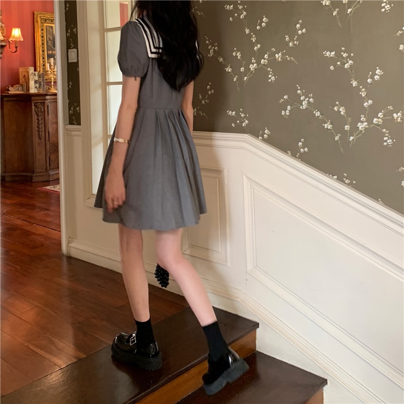 Japansk akademisk sømandskrave piges nederdel sommer western sløjfe hipster kjole kvinder sød lolita kjole prinsesse