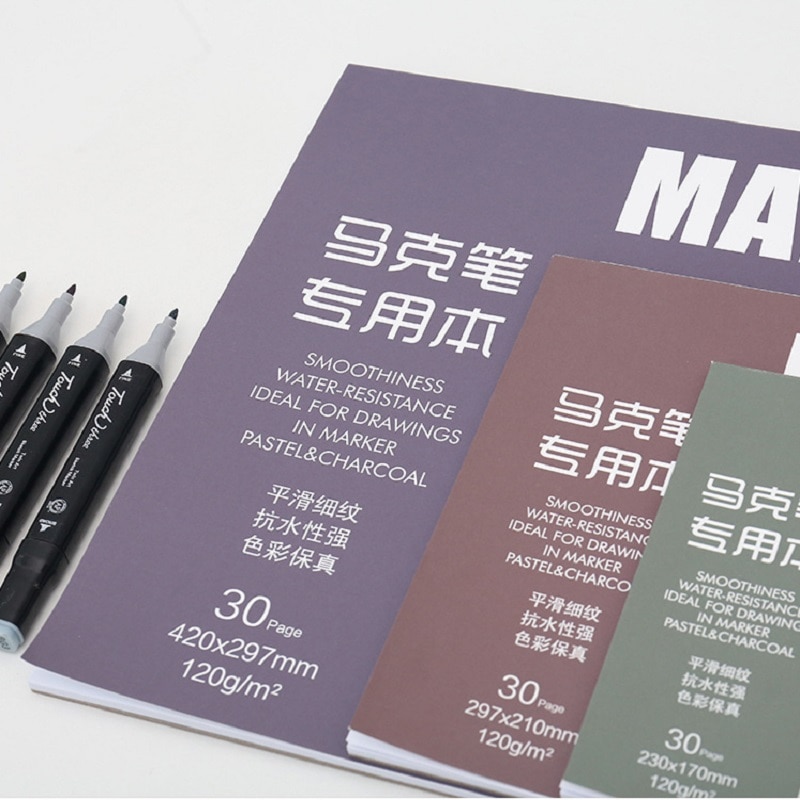 A3/A4 Mark Pen Paper With Hand-Painted Paper Coil / Tearable 30 Sheets Sketch Painting Book Paper School Stationery