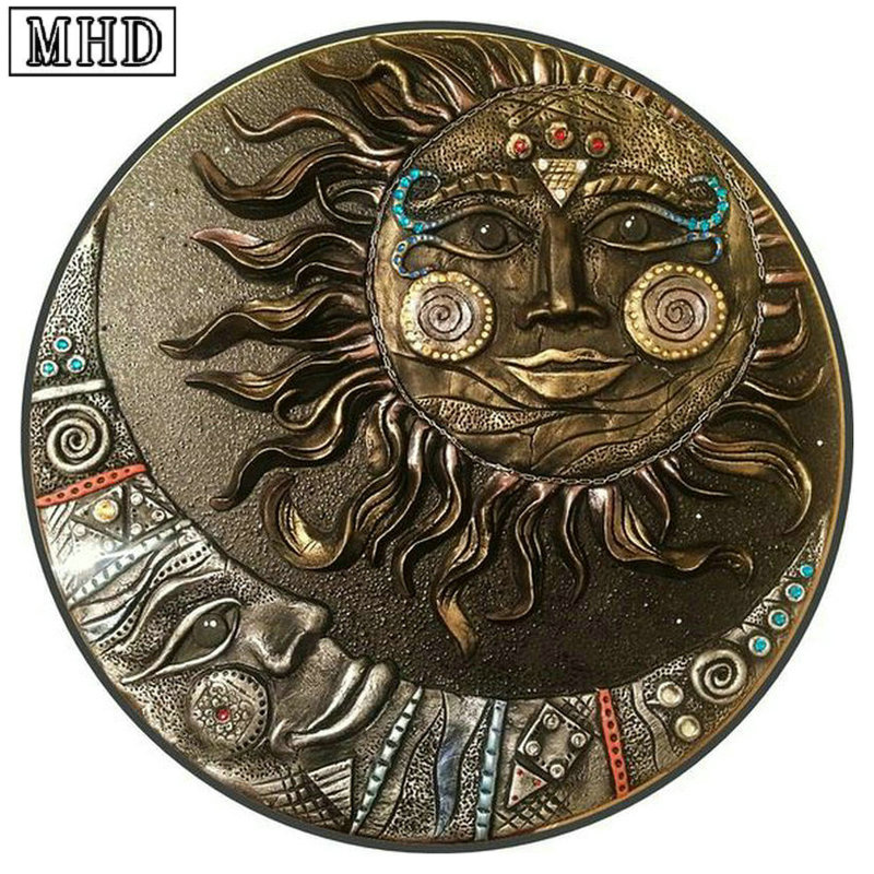 5d full square & round diamond painting moon sun icon diamond mosaic religion pattern 3d diamond cross stitch wall decoration