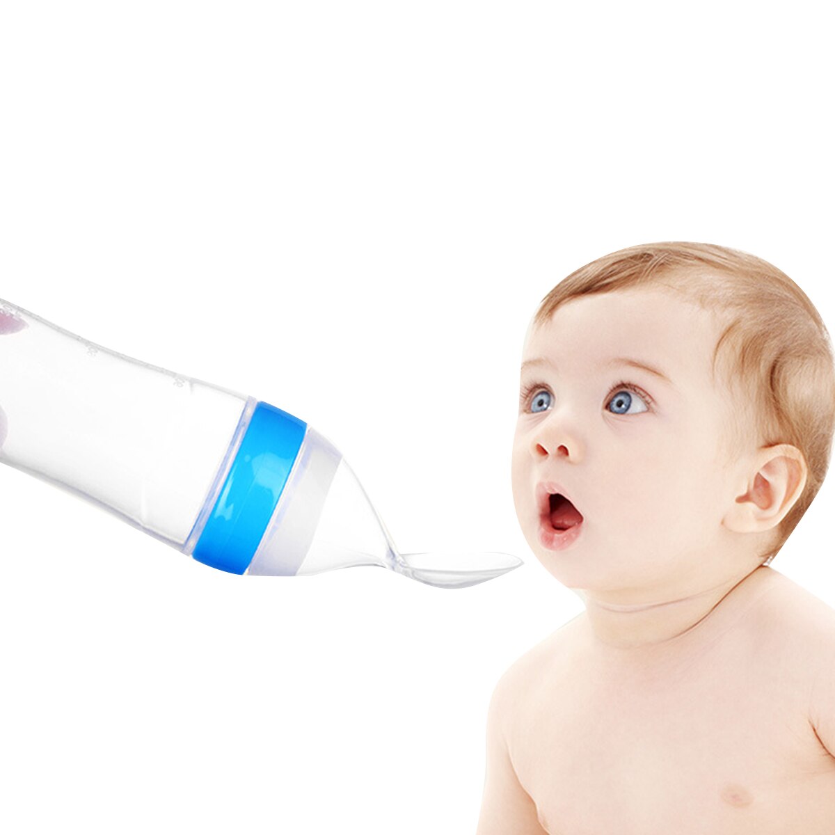 Babyvoedingslepel met stofkap schaalmarkering zuignap ronde bodem lekvrije fles aanvullende voedselfles