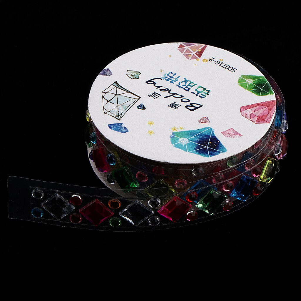 2 Roll Multi Shapes and Colors Rhinestones Stickers Tape Mobile Phone PC Car Art DIY Bling Self Adhesive Scrapbooking Stickers