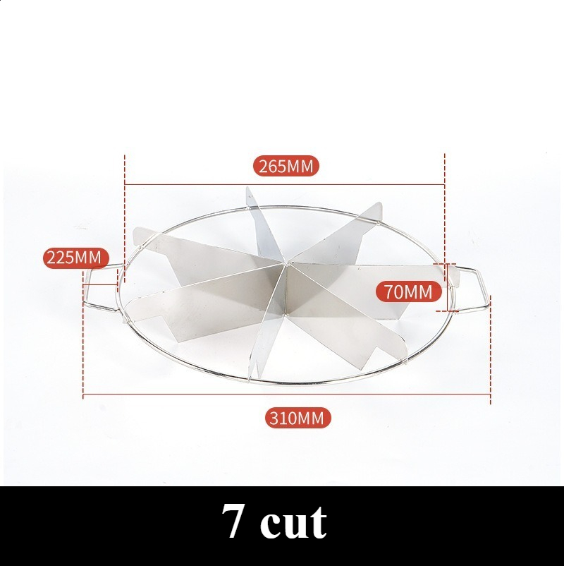 Kakeskjærer i rustfritt stål, pizzaskjærer, paiskutter, 6/7/8- skåret, like deler, kakedeler med håndtak, pizzaskjærer til bakverk og ost: Sjokolade