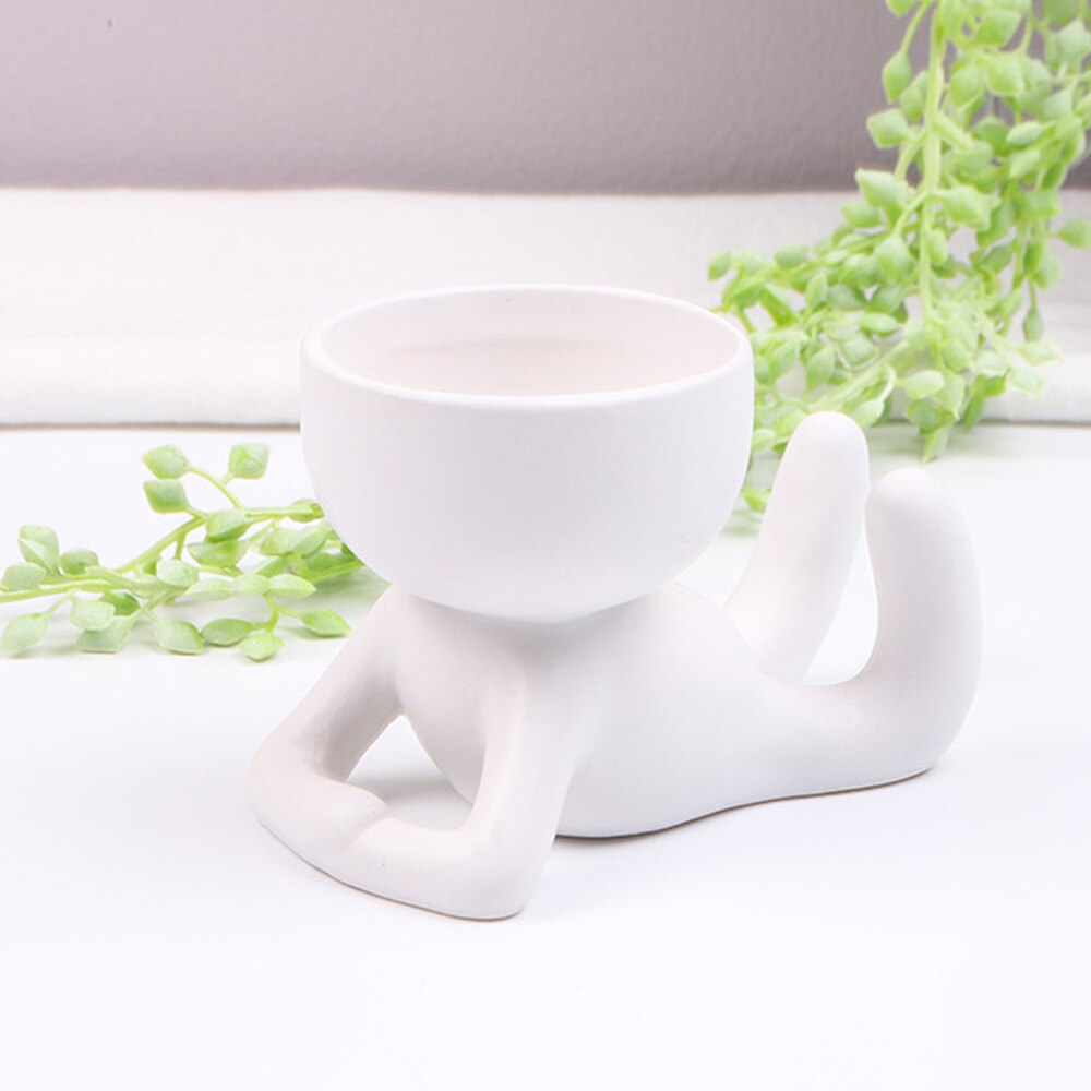 Little People Body Art Flower Pot Nordic Ceramics Desktop Window Crafts Home Decorat Ornaments Plant Pot Vase