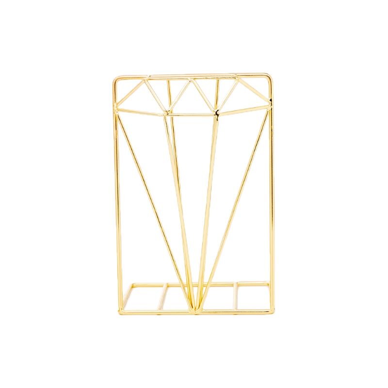 Diamond Shaped Metal Bookends Desk Organizer Book Support Stand Storage