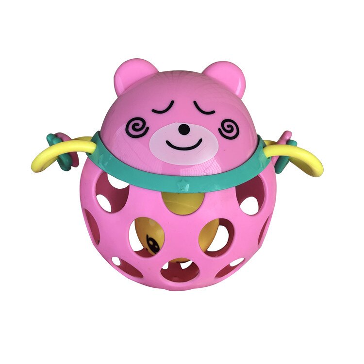 Grzechotki dla dzieci miękkie ząbkowanie grzechotka inteligencja chwytanie gumy plastikowe ręcznie wstrząsnąć dzwon 0-24 miesięcy zabawki dla niemowląt: niedźwiedź rattle