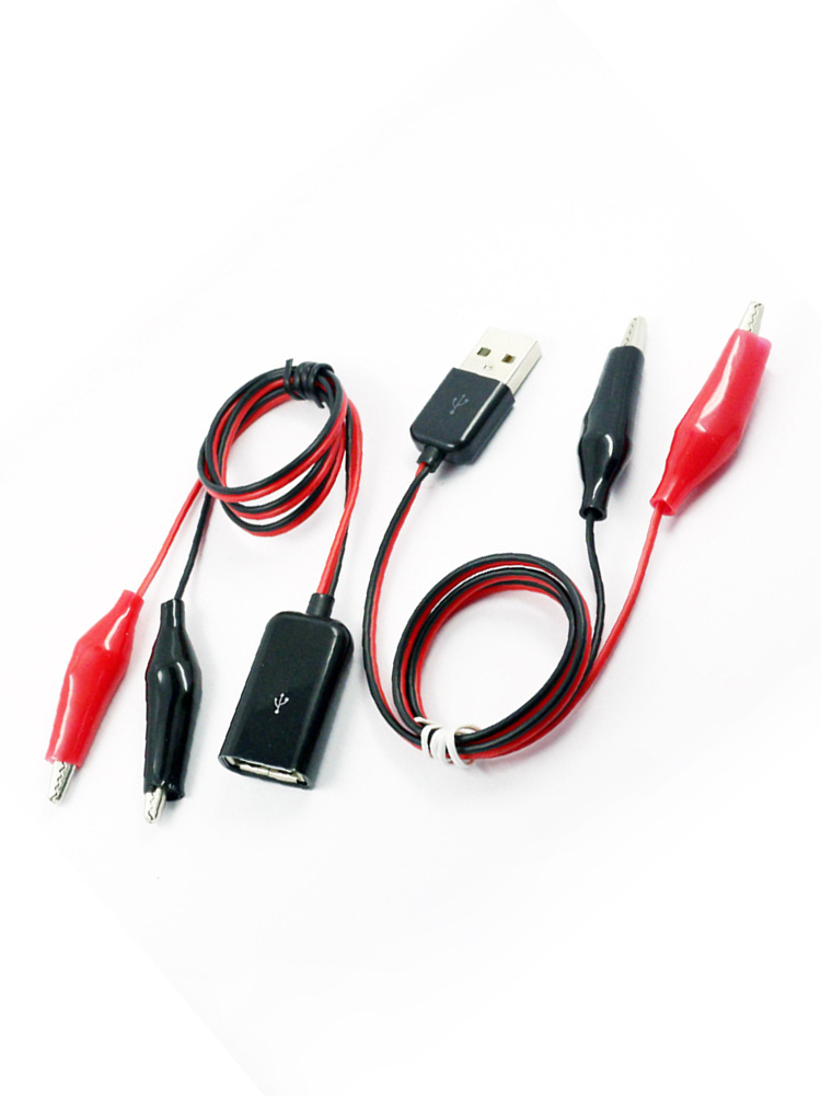 Pinzas de cocodrilo a conector USB macho hembra, Cable de prueba para circuito de prueba de 50CM, 1 Juego