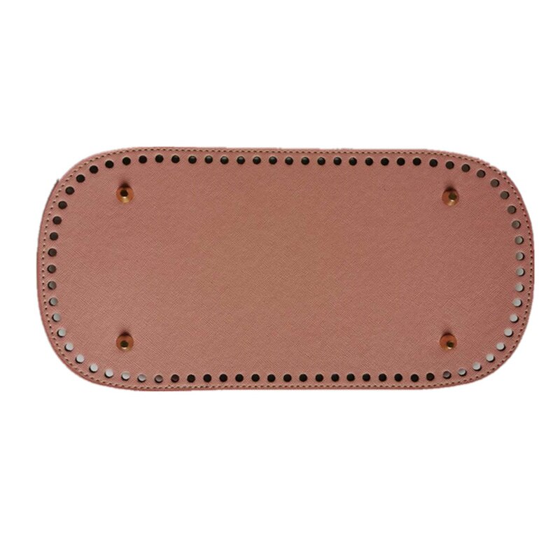 Gør-det-selv håndlavet vævet taske hardware lædertilbehør pu krydsmønster 30*15 bundet gør-det-selv taske pu læder oval tasketilbehør: Lyserød