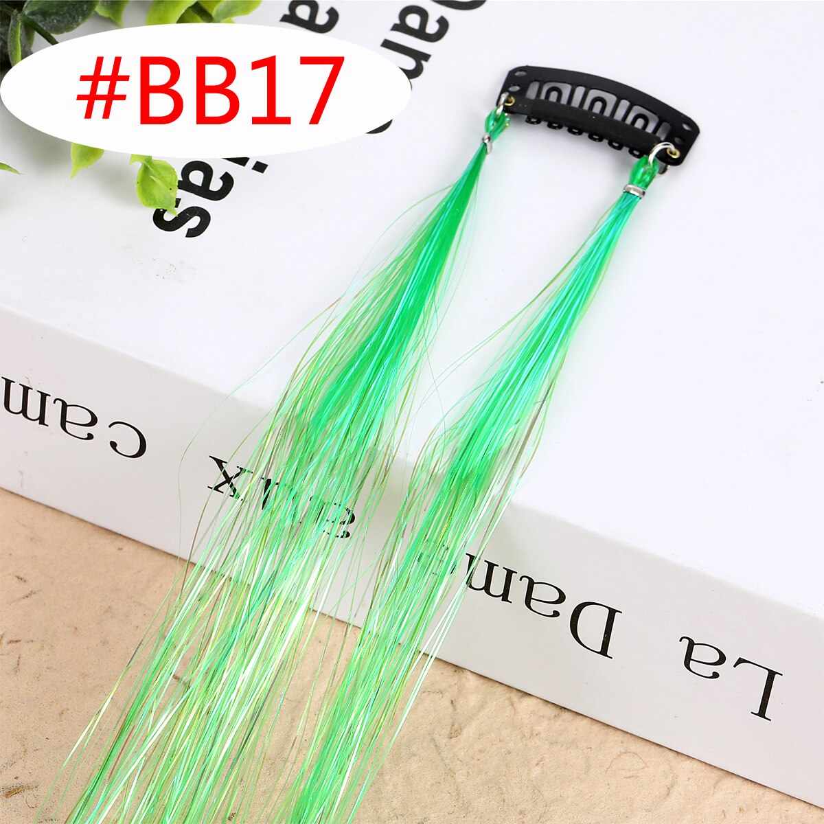 20 Colors Long Straight Hair Tinsel Bright Hair Extention Glitter Clip Hairpiece Sparkling Shiny Clip In Hair Tinsel Tools: 1pc colorBB17