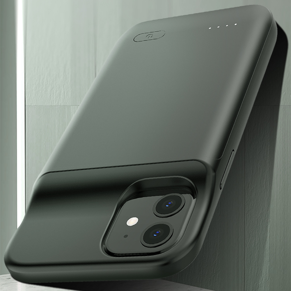 Voor iphone 12 pro max en iphone 12 mini: powerbankhoes van vloeibaar siliconen, schokbestendig, externe powerbankhoes, batterijopladerhoes.