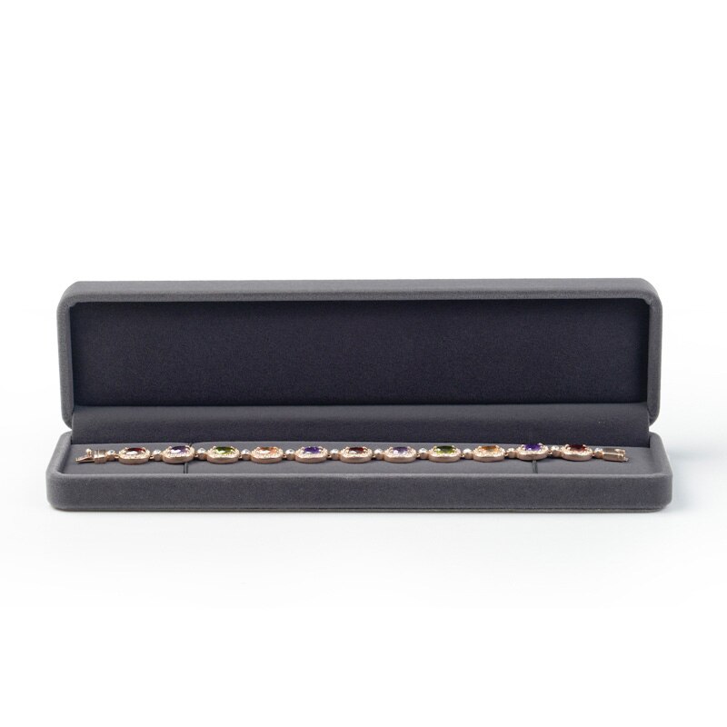 FANXI Grigio tessuto Della Peluche del Regalo Dei Monili per Orecchino Anello Collana Braccialetto Scatola di Imballaggio Organizzatore Dei Monili di Cerimonia Nuziale di Compleanno: lungo chain scatola