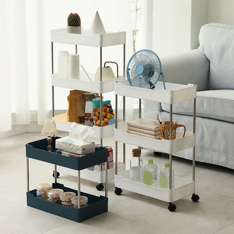 Storage Trolley Floor Storage Trolley Mobile Slot Storage Rack Multi-Layer Storage Trolley-Narrow