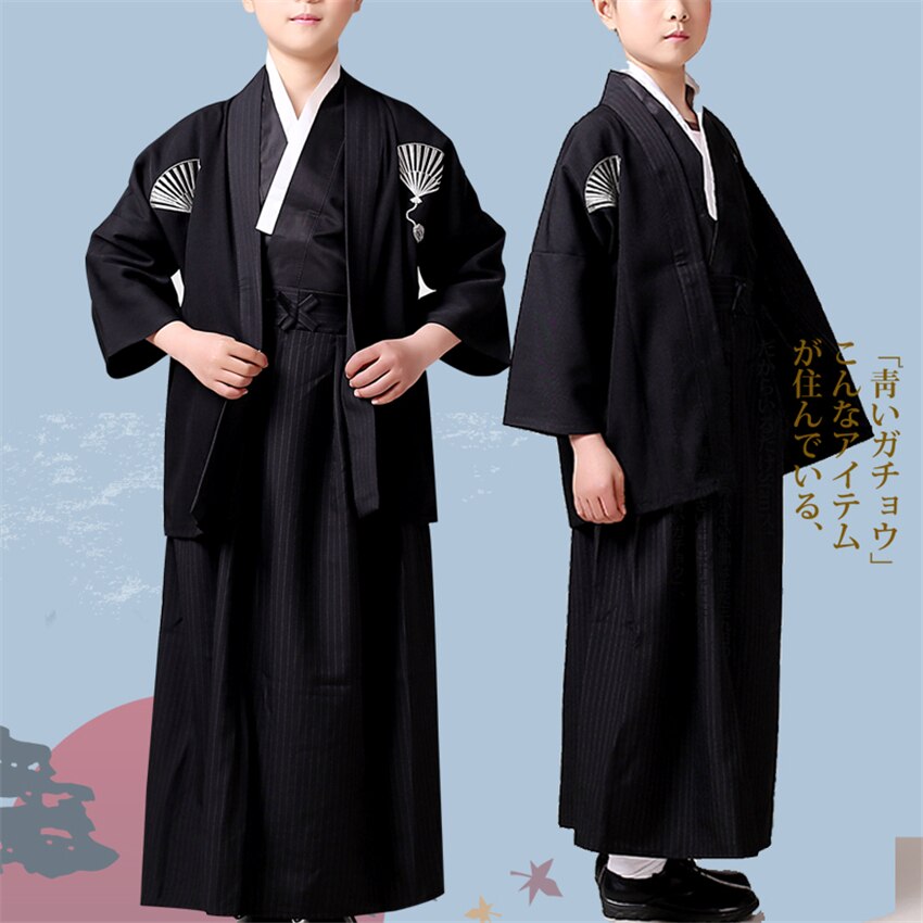 Kimono de samouraï japonais pour enfants, vêtements Vintage pour garçons, fête de carnaval Haori, spectacle sur scène, nouvelle année