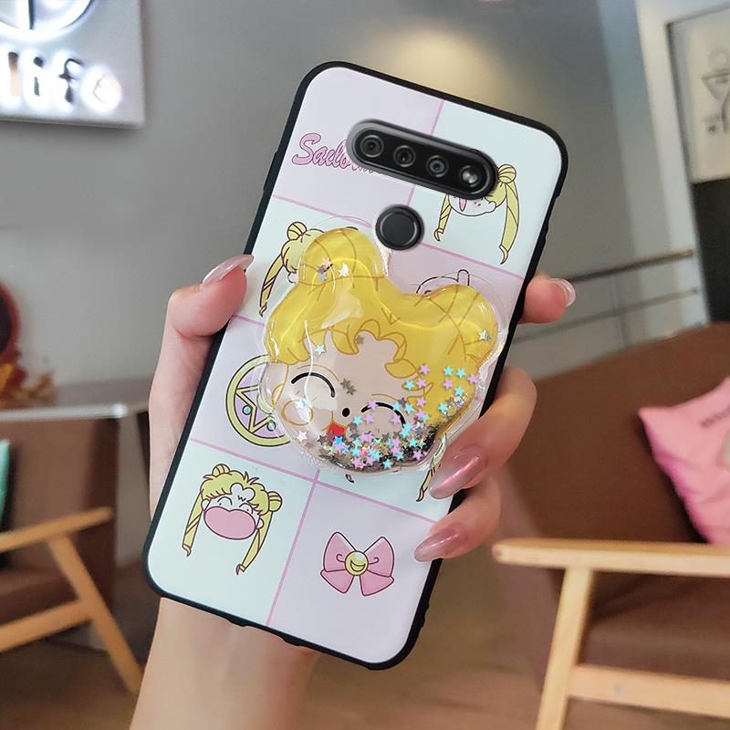 Soft Case Cartoon Telefoon Case Voor Lg K51 Kickstand Siliconen Steunpunt Voor Meisjes Drift Zand Tpu: picture 1