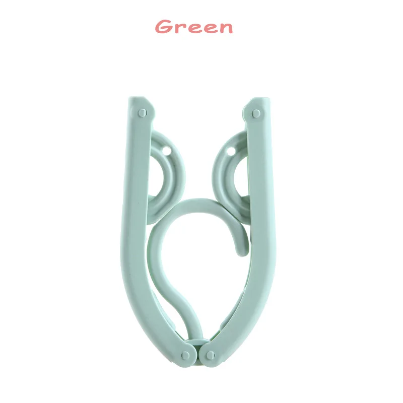 Porte-cintre pliant avec clip pour chaussettes et sous-vêtements, crochet portable, voyage, séchage des vêtements, voyages d'affaires, T1: vert clair