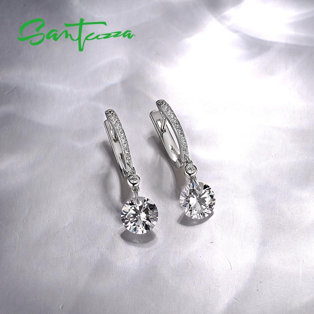 Santuzza Zilveren Oorbellen Voor Vrouwen Pure 925 Sterling Zilver Sparkling White Cubic Zirconia Oorbellen Delicate Fijne Sieraden