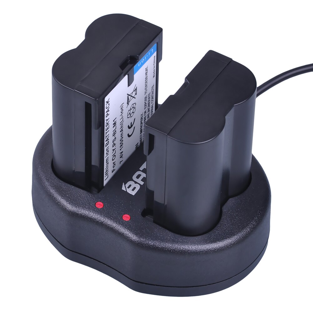 3 pièces 1800 mAh PS-BLM1 BLM-1 BLM1 Caméra Batterie + Chargeur Double USB pour Olympus C-5060 C-7070 C-8080 E-30 E-300 E-330 E-500 E-510
