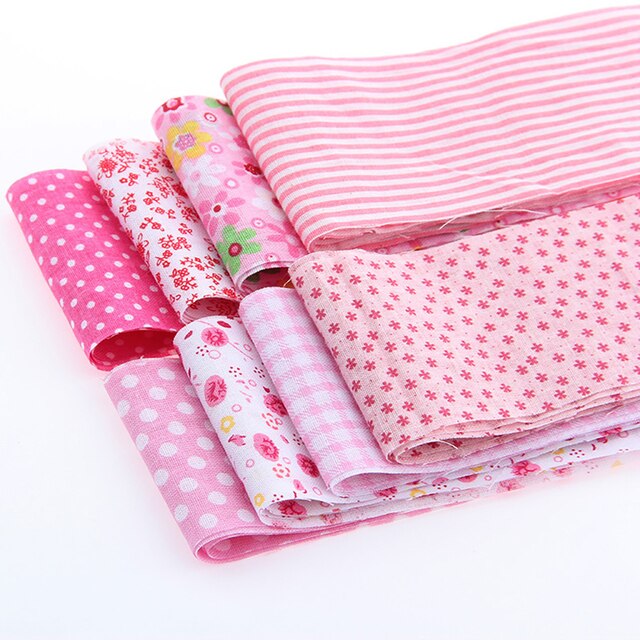 Telas de algodón fino de baja densidad, tela de retazos de tiras, Material de costura y acolchado para bricolaje, accesorios hechos a mano, 6x10 0cm/tobillo: Pink
