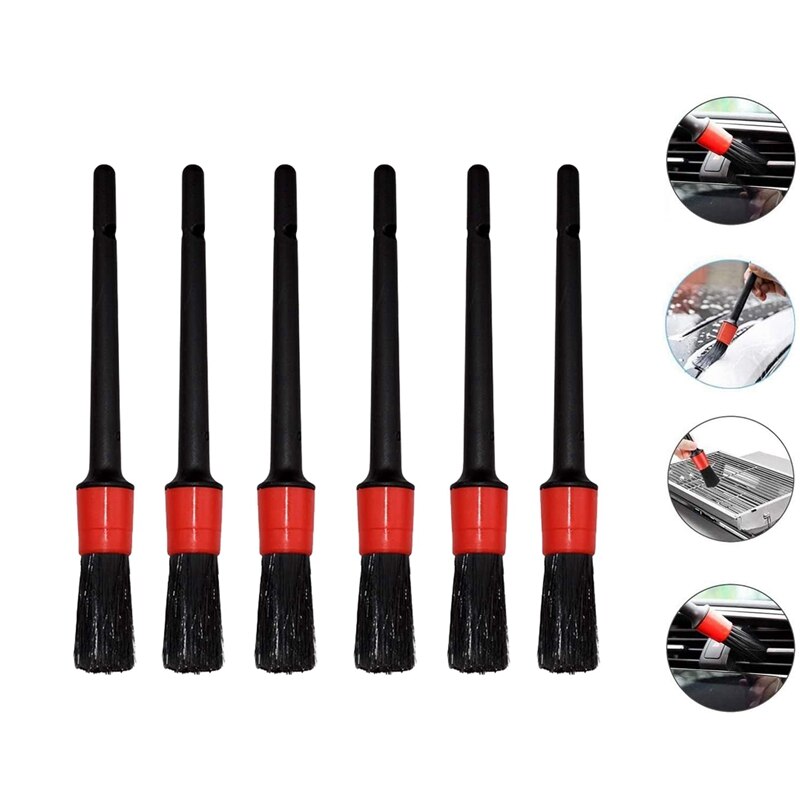 Car Detailing Brushes - Detail Brush 6 Piece Set for Cleaning Automotive Wheels, Rims, Interior and Exterior