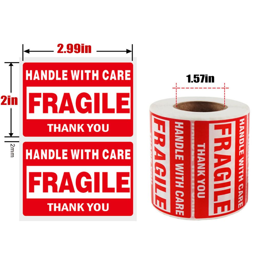 500pcs Fragile Warning Label Sticker Fragile Sticker Up and Handle With Care Keep Dry Express Label 76x51mm /76X127mm: Horizontal Version