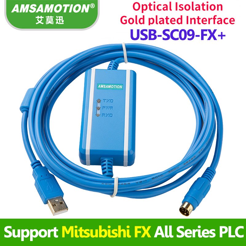 USB-SC09-FX Isolation Programming Cable Suitable For Mitsubishi FX All Series FX2n FX3U FX1N PLC Isolated Adapter