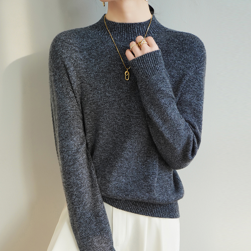 Syksy talvi naisten merinovillainen neule, puolikorkea kaulus, paksu neulepusero, lämmin kashmir-neule, hienot langat, pitkähihainen paita