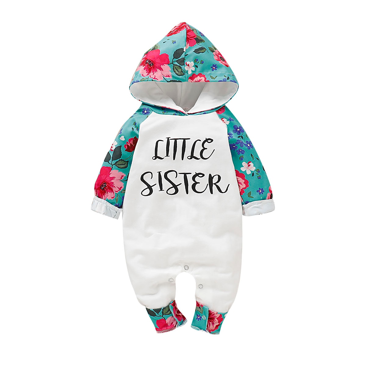 Brand Toddler Newborn Baby Boy Girl Warm Infant Romper letter floral Jumpsuit Hooded Clothes Long Sleeve Outfit