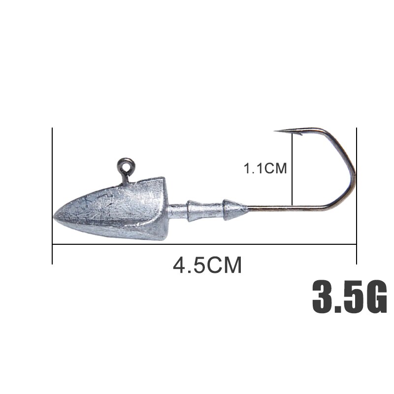Weicher Köder Blei Kopf Haken Prämie Weichen Wurm Köder dauerhaft Jig Kopf Haken Köder Jighead Angelgerät Zubehör: 3.5g