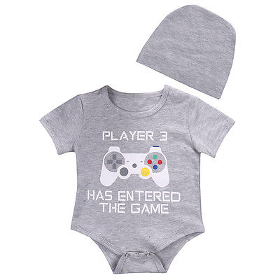 2Pcs/Set Cotton Newborn Infant Baby Boy Girls has entered the game Romper Jumpsuit Clothes Outfits