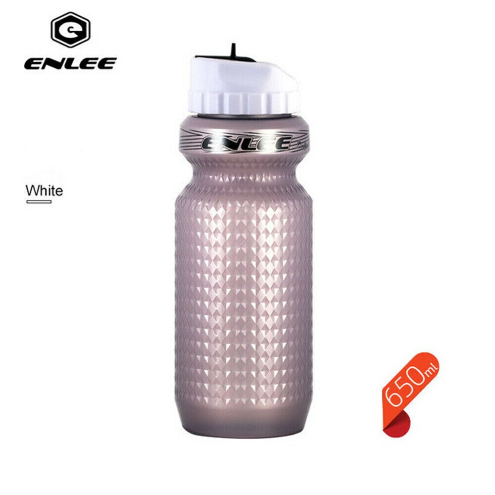 Enlee mtb cykel 650ml vandflaske bpa-fri plastik  pp5 drikkedunk med steaw cykeltilbehør udendørs sport: Hvid -1pc