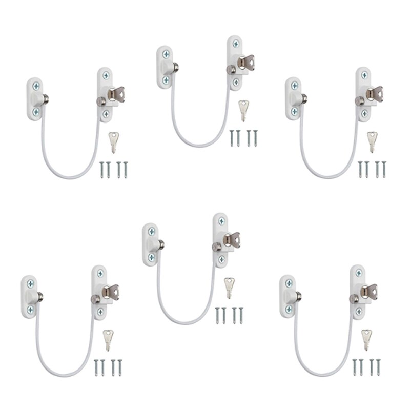 1-6PCS Kids Window Door Cable Restrictor Lock Child Baby Safety Security Wire Catch with Keys Public and Commercial Applications: 6pcs