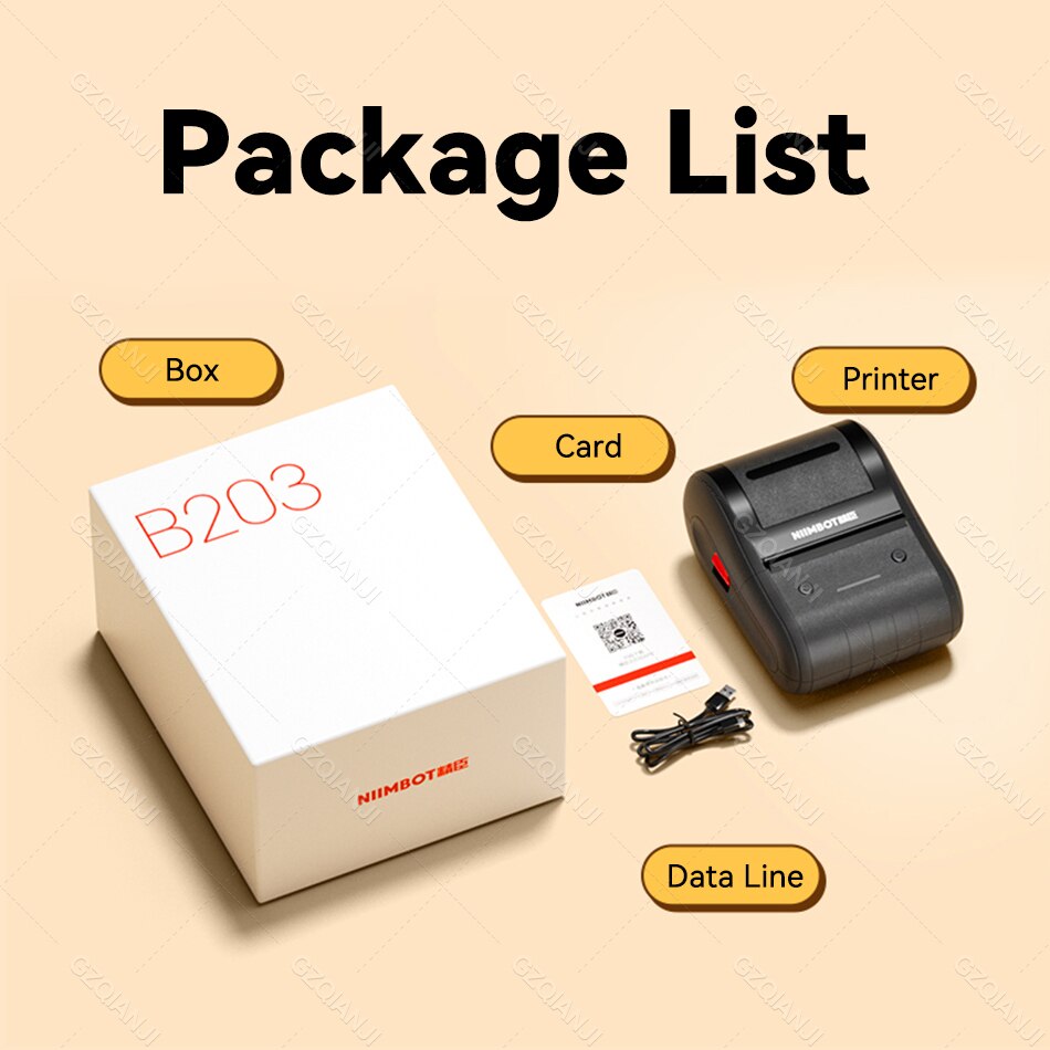 B203 Draagbare Handheld Thermische Label Maker Mini Barcode Qr Code Sticker Papier Kleur Rolls Sticker Kabel Tag Printer Niimbot