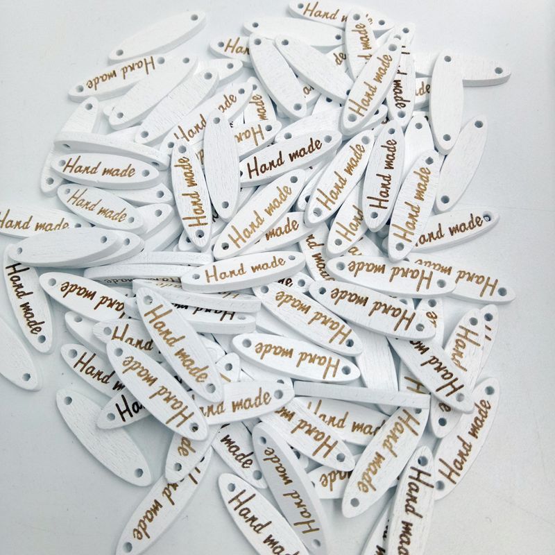 100 stuks label "handgemaakt" label genaaide labels handgenaaide knoop houten knopen