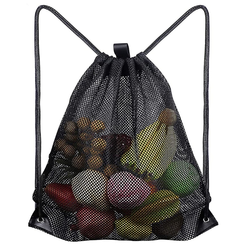 Heavy Duty Mesh Drawstring Backpack Bags Multifunction Ventilated Bag for Soccer ball, Gym Sports Equipment Storage Beach