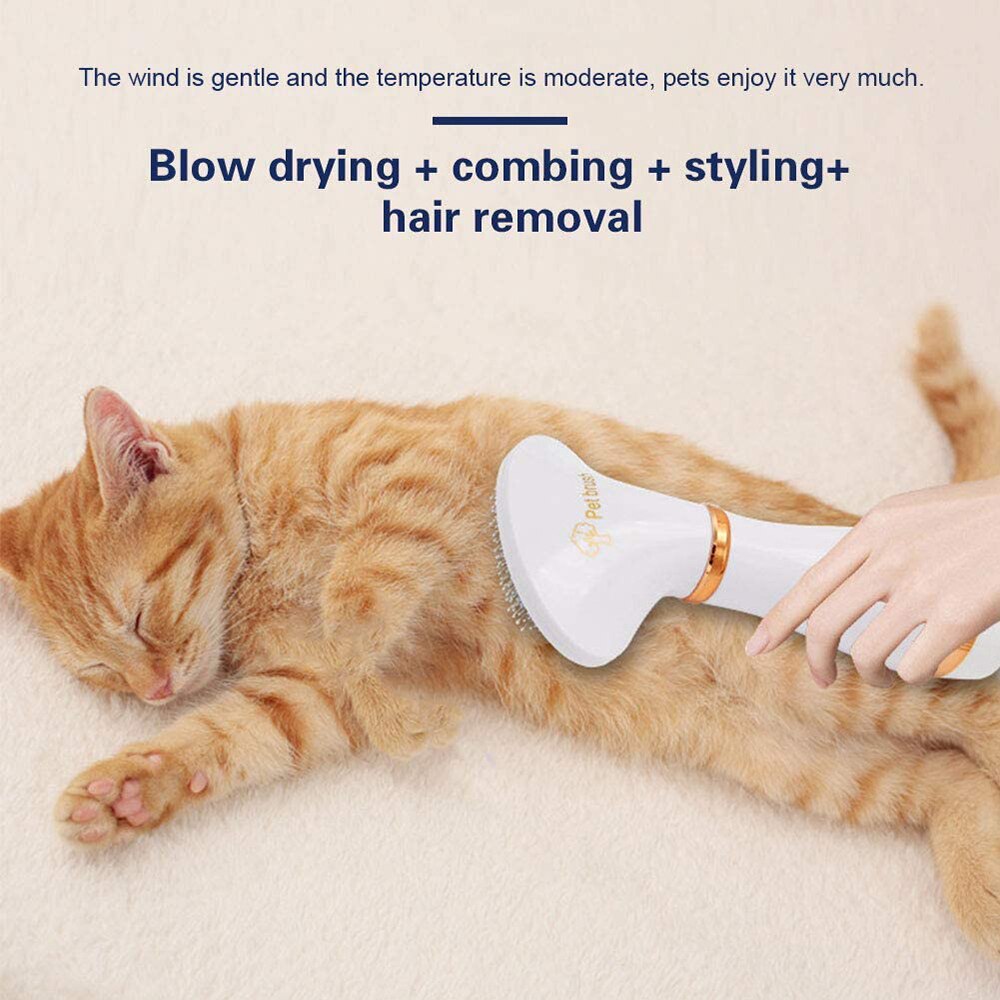 Hair Fur Blower Pet Dog Hair Dryer Comb Grooming 2-In-1 Adjustable Temperatures Settings Cat Dog Dryer Comb Brush Low Noise