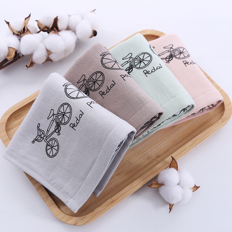 1 st babybadduk 100%  bomullshandduk cykelmönster mjuk bärbar handduk 4 färger andningsbar barnnäsduk 25*50cm