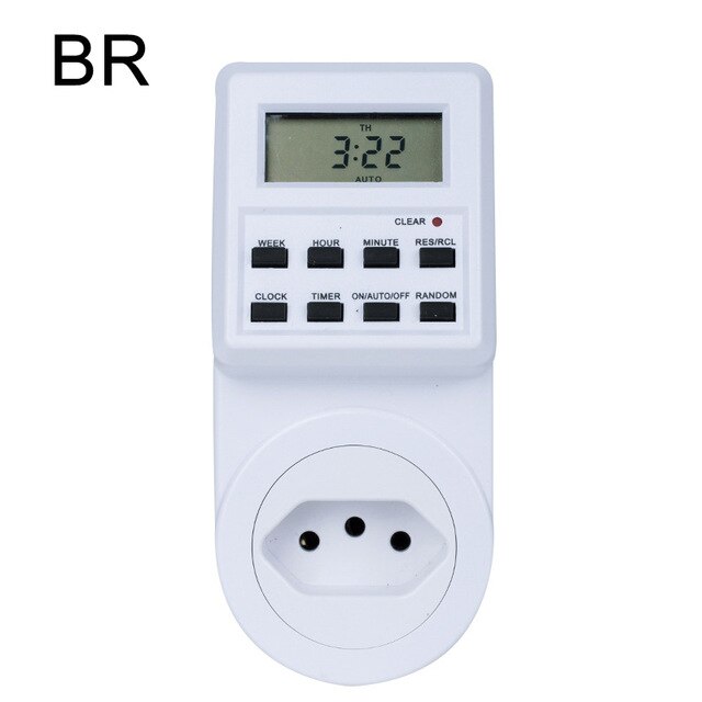 EU UK US AU BR Plug Timer Switch Kitchen Electric Appliance Timer Outlet 230V 50HZ 12/24 Hour Programmable Timing Socket: TM03-F  BR