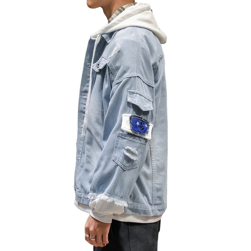 Men's Hooded Denim Jacket Streetwear