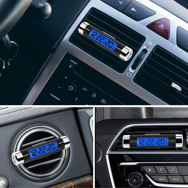 Portable 2 In 1 Car LED Screen Clock Digital LCD Clock & Temperature Display Electronic Clock Thermometer With Battery