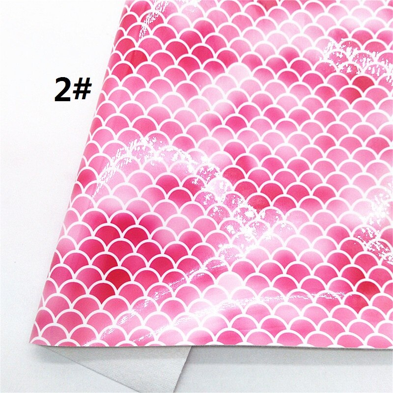 Fish Scales Printed Faux Leather Fabric Sheet Mermaid Smooth Synthetic Leather Faux Vinil For Bows Earrings DIY A4 SIZE R536B