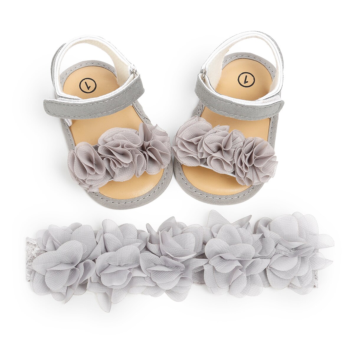 Pudcoco Nette Prinzessin Blumen Baby Mädchen Sandalen Anti-Unterhose Weiche Sohle Schuhe Kleinkind Prewalker Mokassin Baby Erste Sommer Wanderer: grau / 7-12 Monate