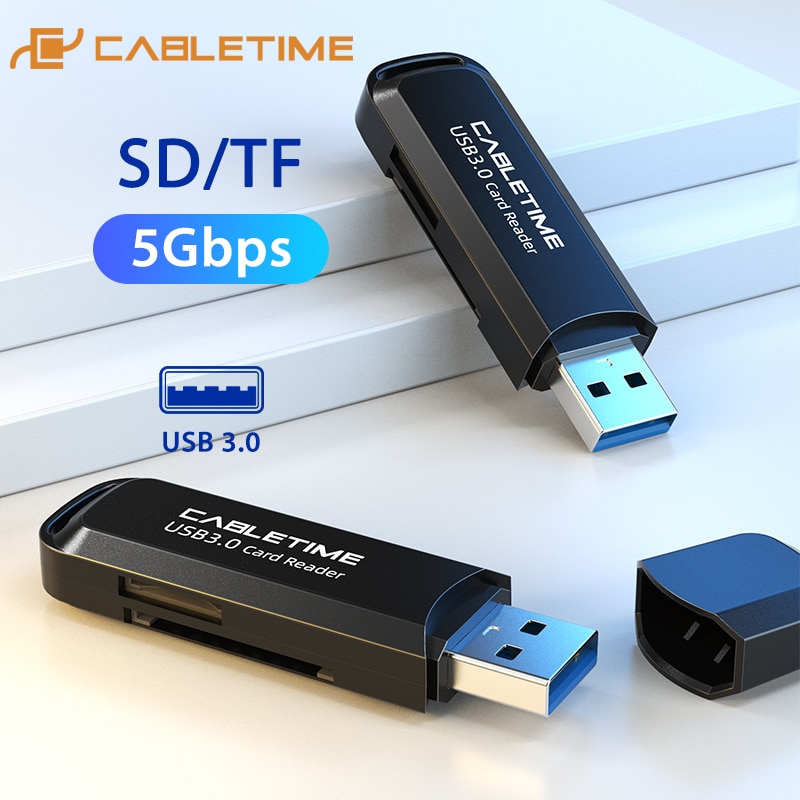 CABLETIME SD Card Reader USB 3.0 to Micro SD&amp;TF 2 in 1 External Memory OTG Adapter for Xiaomi MacBook Air Pro C376