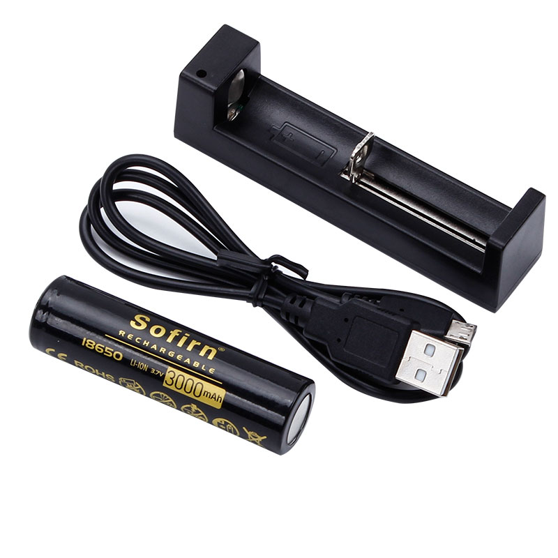 Sofirn 1pcs 18650 3000mah Rechargeable Battery + 1pcs USB Charger for 18650 14500 10400 16340 26650 Single-slot Chargers Sets