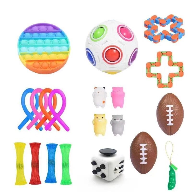 24 Pack Zappeln Sensorischen Spielzeug Set Stress Relief Spielzeug Autismus Angst Relief Stress Pop Blase Zappeln Sensorischen Spielzeug für Kinder erwachsene: 20PSC3