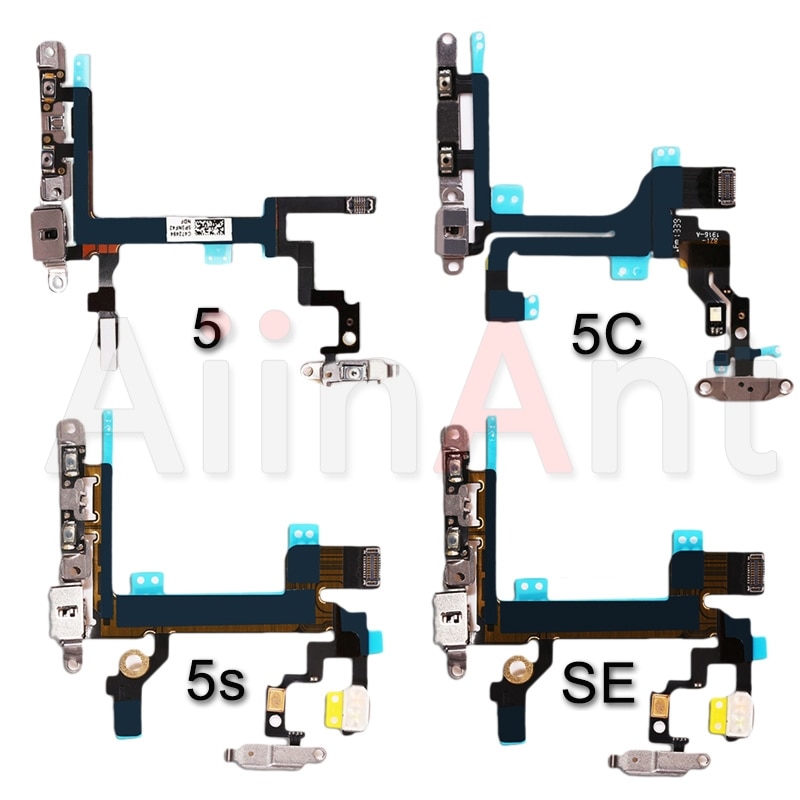 Aiinant original power flex til iphone 6 6s 7 8 plus 5 5s se mute & volume power-knapper nøgleafbryder flex kabel reparationsdele