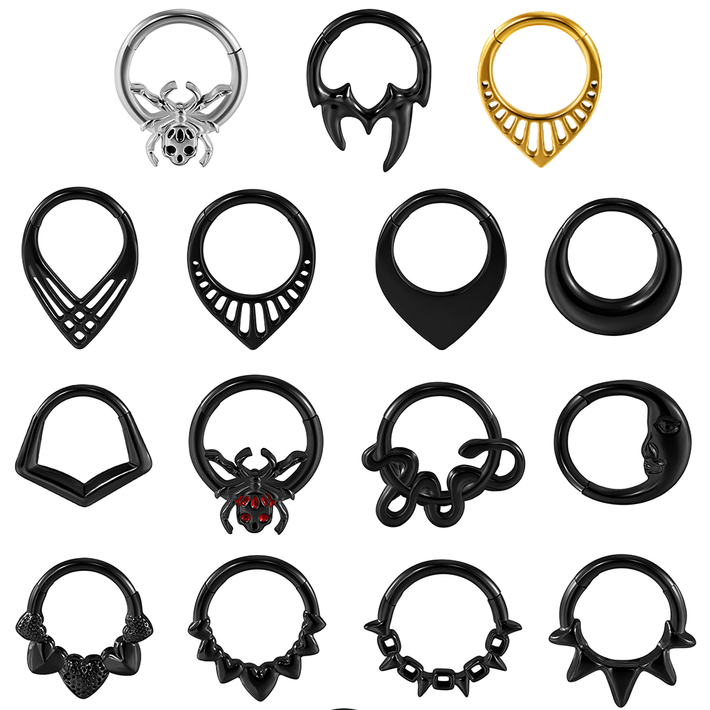 1/3 stk. sæt måne vanddråbe slange septum piercing clicker blomst næseringe 16g segment brusk daith hoop øreringe smykker