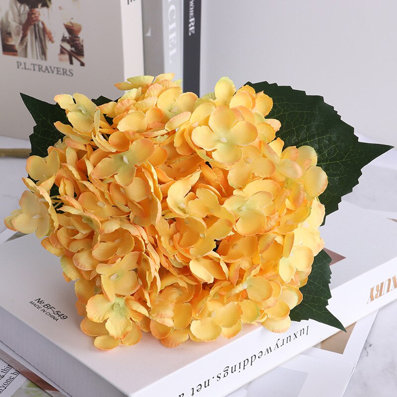 Artificial Silk Hydrangea Wedding Decoration Holding Flowers Single Hydrangea Flower Arrangement Accessories Diy Christmas Home: Yellow